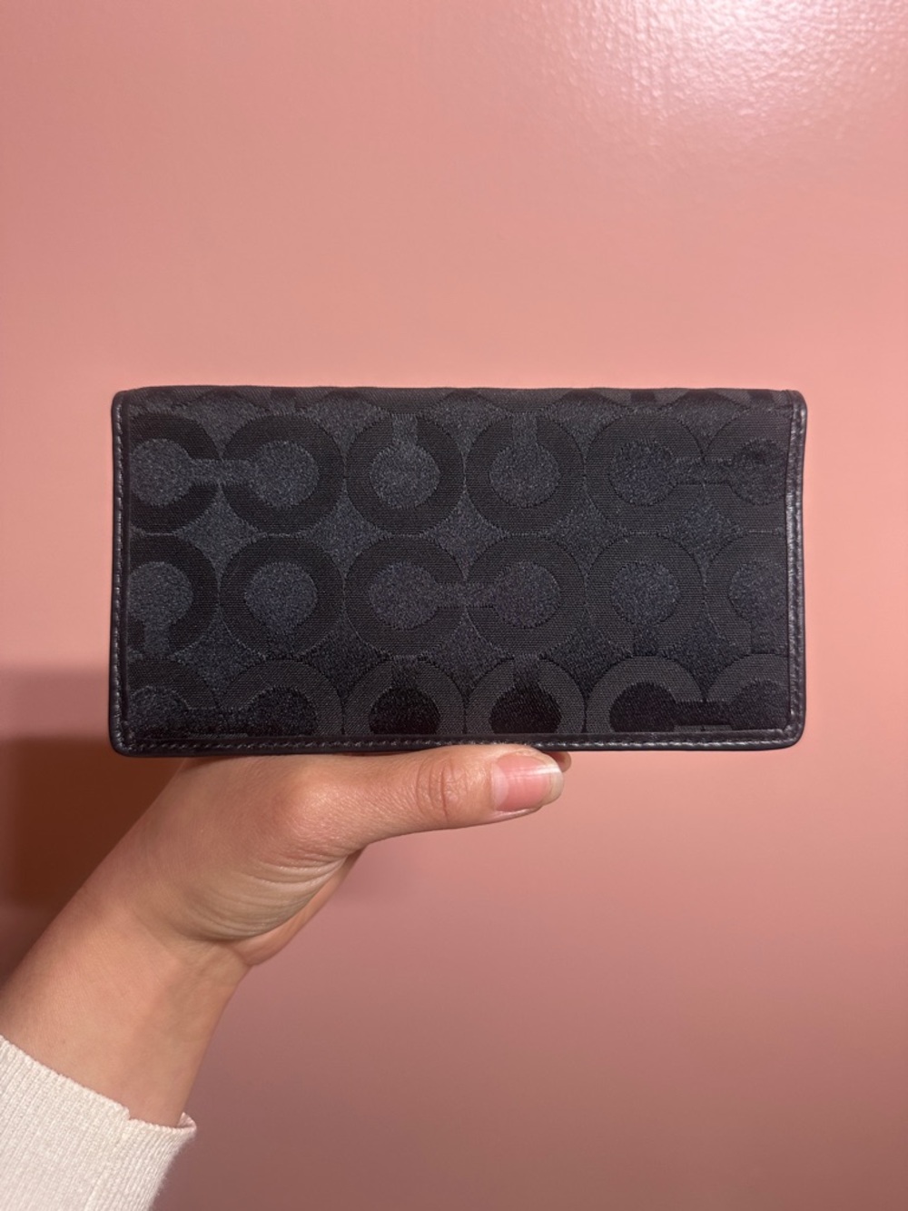 Y2K Coach Black Signature Check Book Cover Wallet